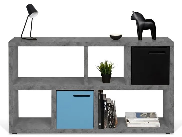 Sivá knižnica v dekore betónu 150x83 cm Berlin – TemaHome