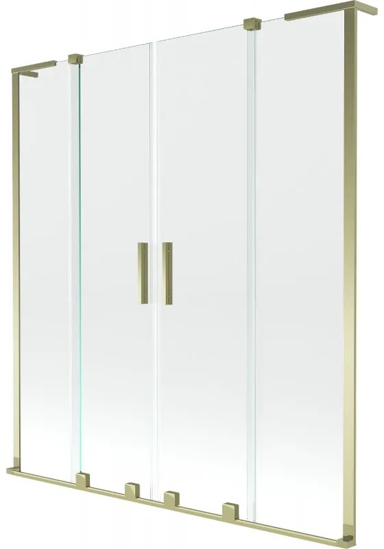Mexen Velar L Duo, 2-krídlová posuvná vaňová zástena 150 x 150 cm, 8mm číre sklo, zlatá lesklá, 896-150-003-02-50