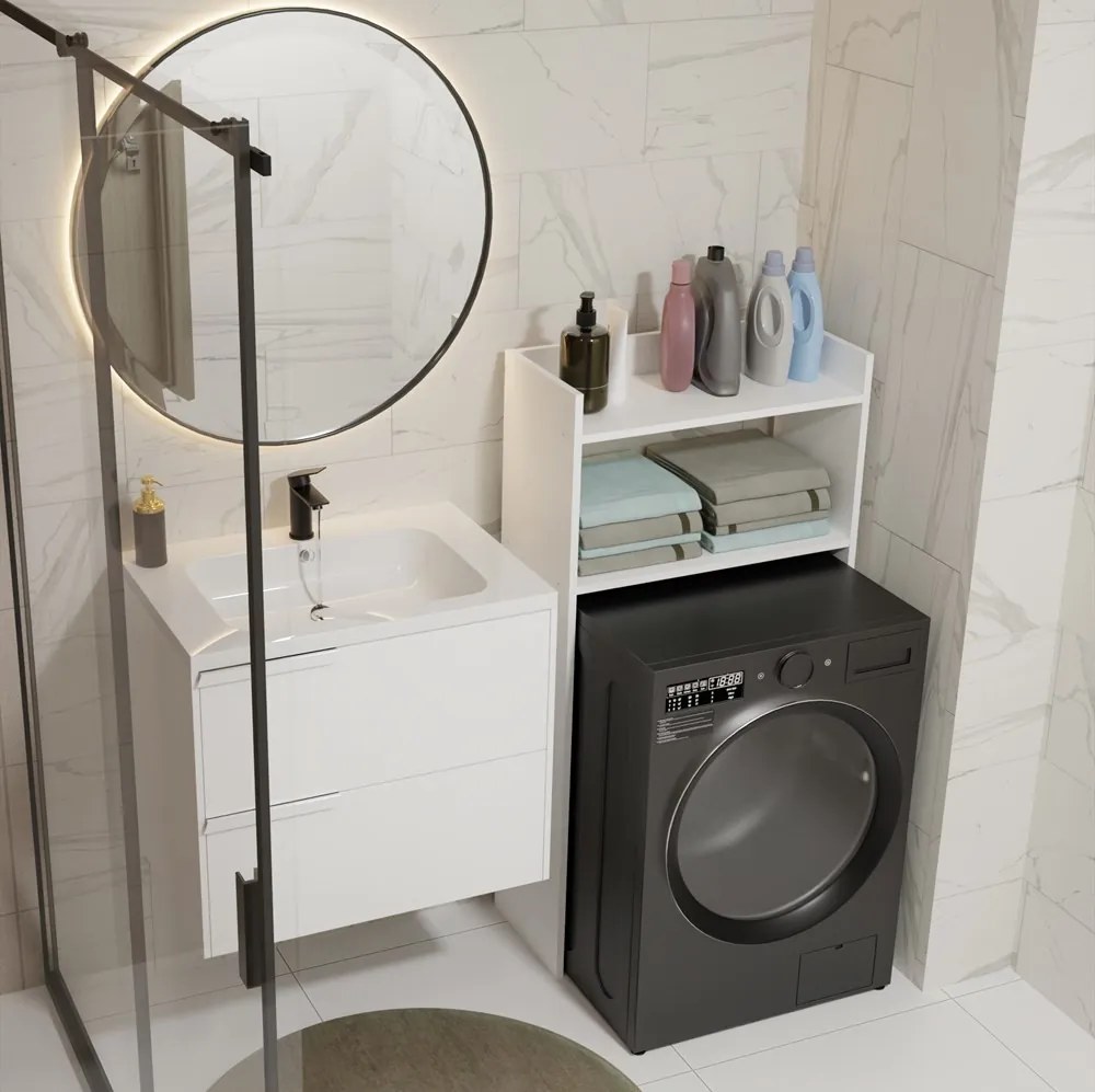 Kúpeľňový regál nad práčku NINA biely