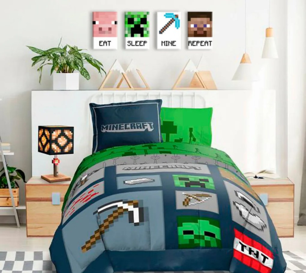 Minecraft obraz - Najlepšie postavičky na plátne - Eat, Sleep, Mine, Repeat | rôzne rozmery