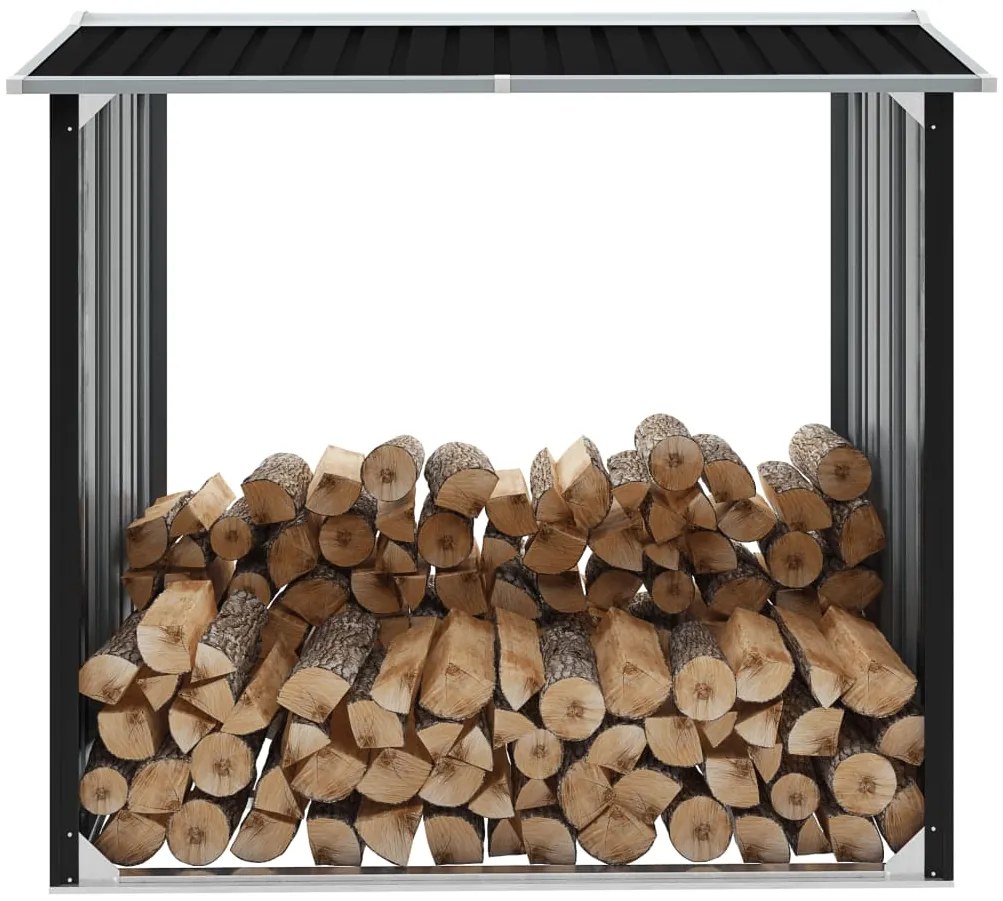Kôlňa na drevo antracitová 172x91x154 cm pozinkovaná oceľ