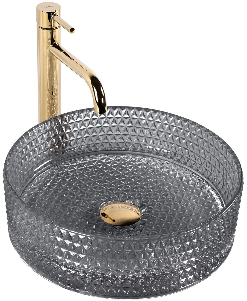 Rea Cristal, sklenené umývadlo na dosku 36x36 cm, čierna, REA-U9671