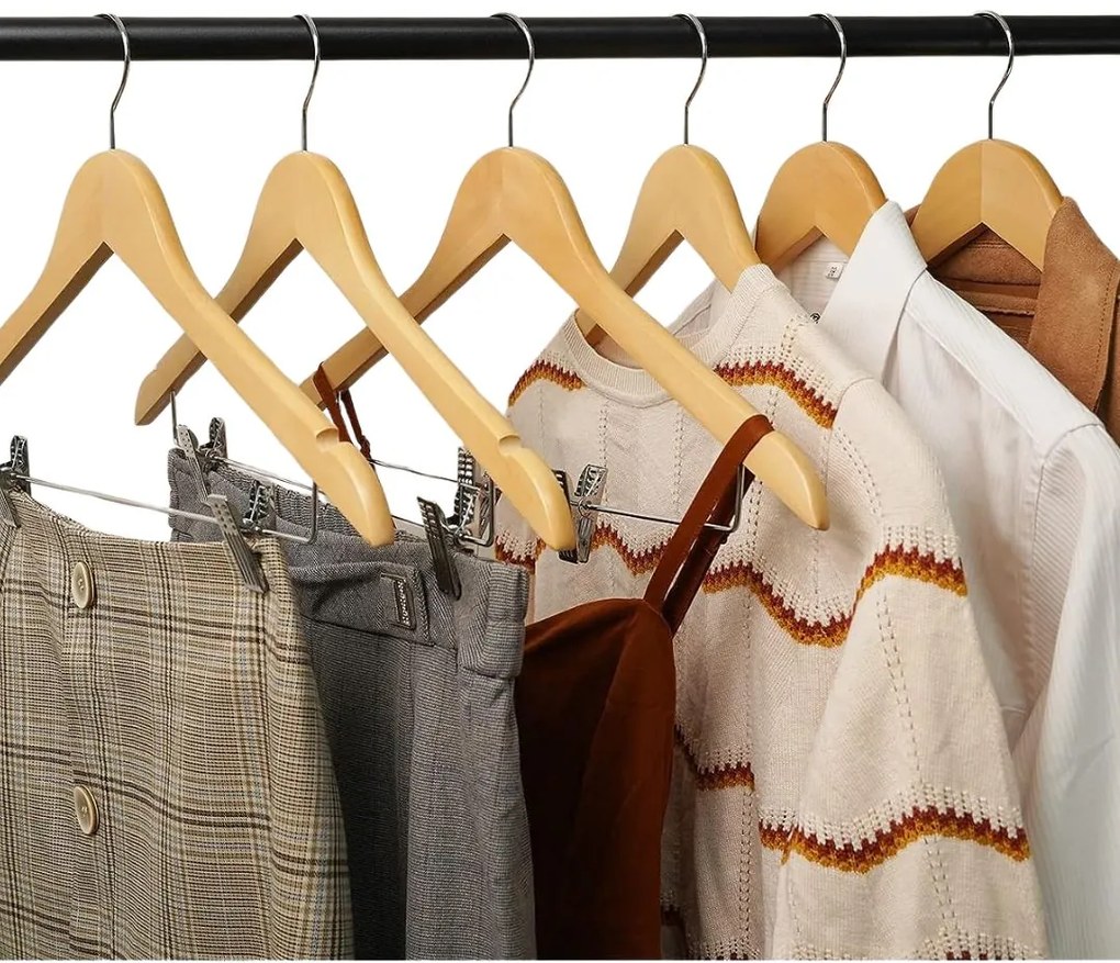 Zeller Present Drevený vešiak na oblečenie s klipom na nohavice a sukne, súprava 3 ks