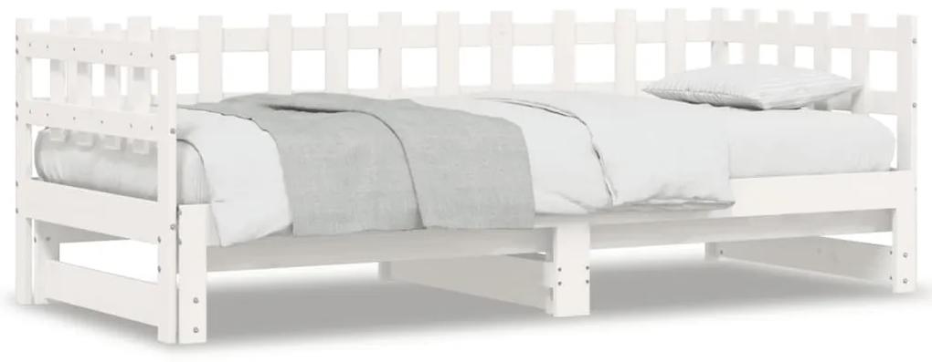 Rozkladacia denná posteľ biela 2x(80x200) cm borovicový masív 840386