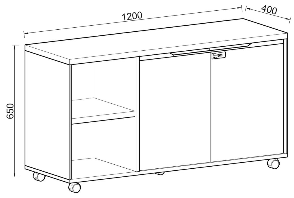 Pojazdná kancelárska komoda Houseland Profit Lu 01 dub prírodný/biely