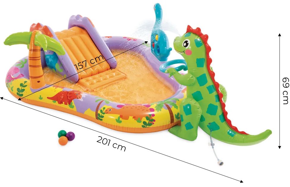 Intex Detský nafukovací bazén s vodným ihriskom 201x157x69 cm Dinosaurus - INTEX 56139