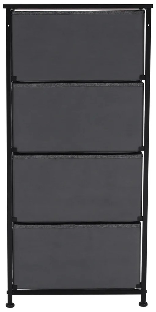 Komoda PALMERA s látkovými zásuvkami, čierna