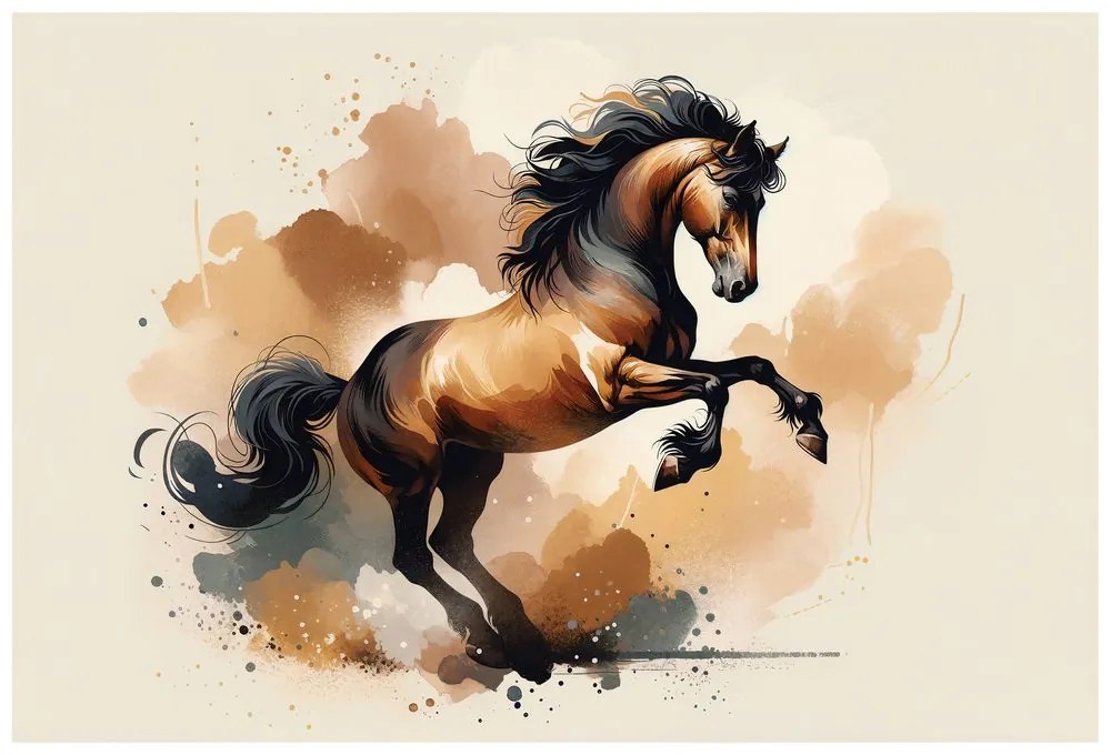 Tapeta dynamický hnedý kôň v pohybe