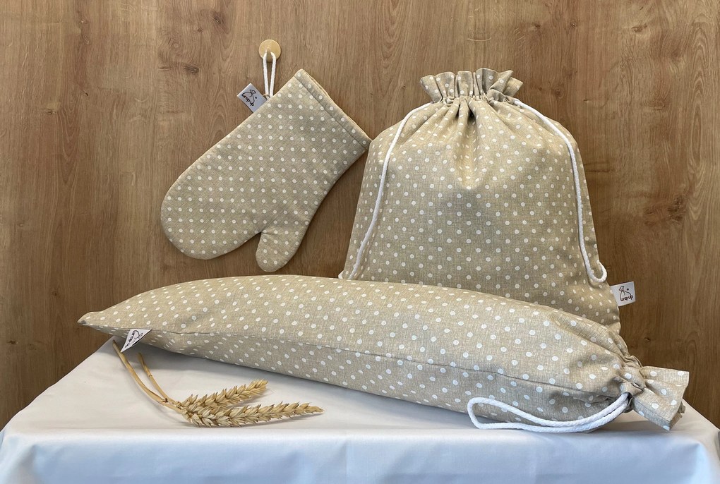 Wrap - up Funkční pytlík Wrapáček, obal vel. XL na chleba i pečivo, režný s puntíkem