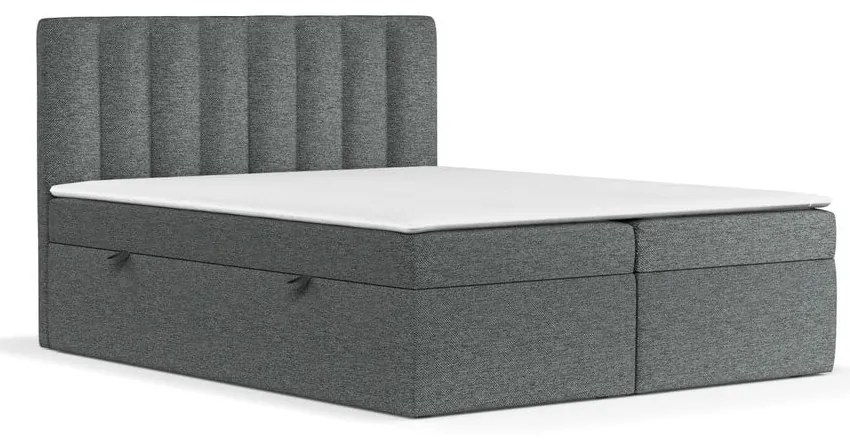 Tmavosivá boxspring posteľ s úložným priestorom 180x200 cm Novento – Maison de Rêve