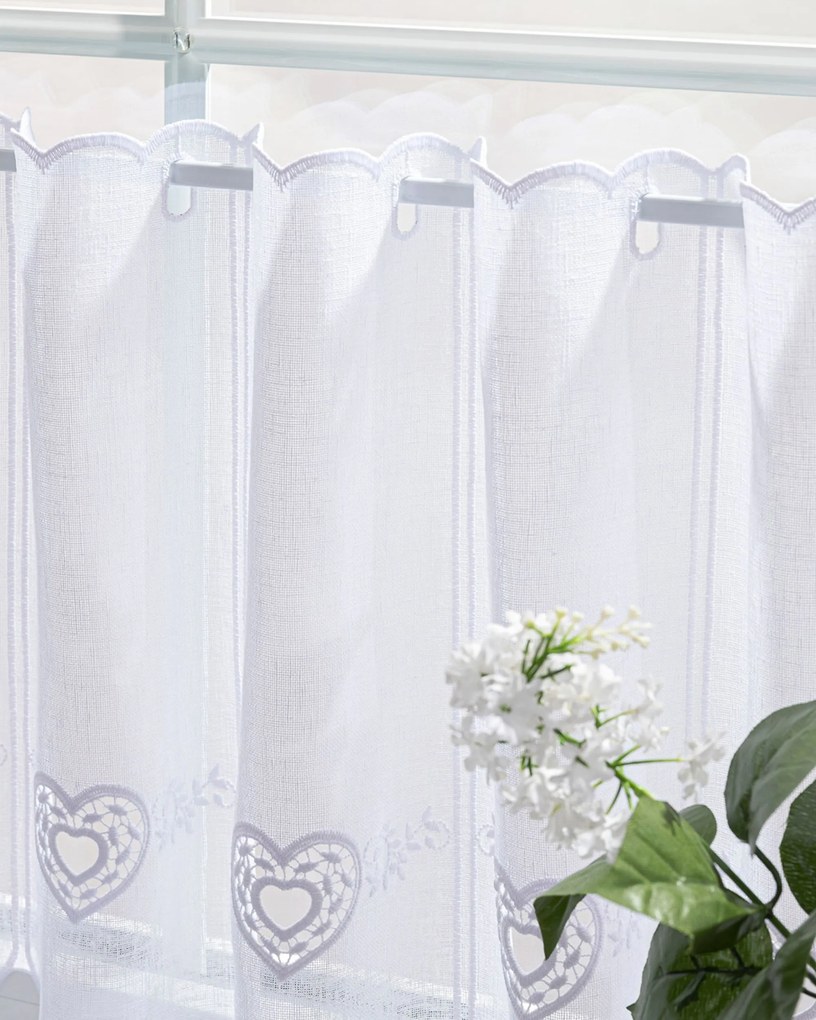 Vitrážková záclonka žakárová Heart výška 40 cm na metre