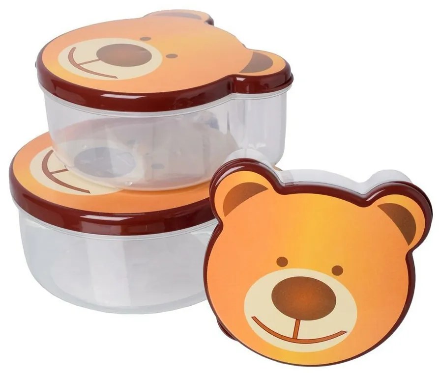 Sada detských desiatových boxov Bear, 4 ks, 200 ml, 300 ml, 500 ml a 750 ml