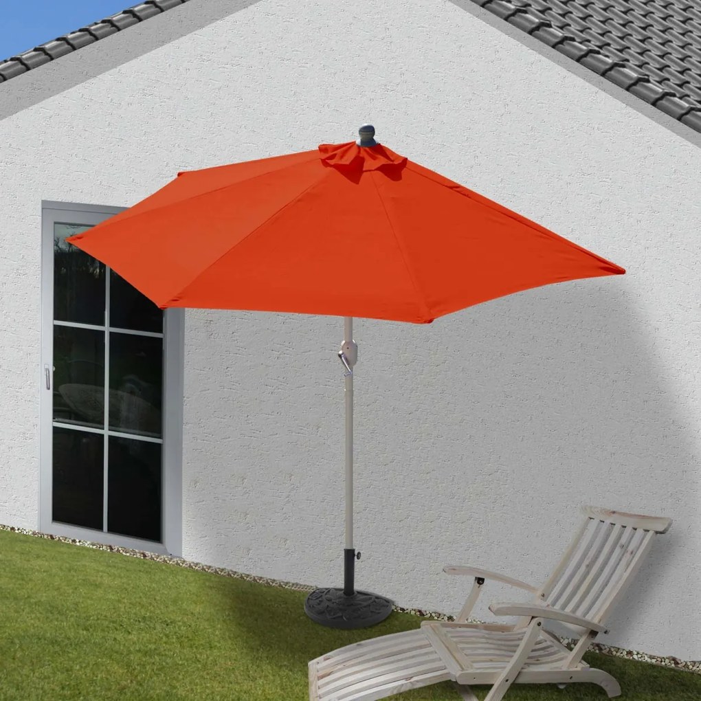 Slnečník polkruh Parla 300 cm so stojanom - polyester/hliník - terakota