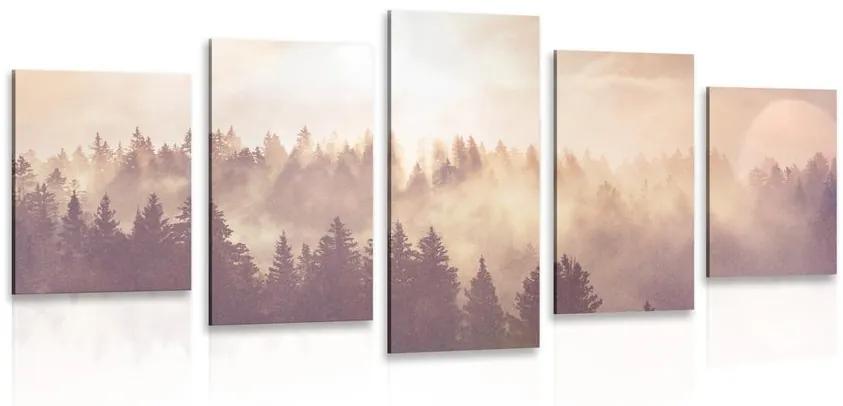 5-dielny obraz hmla nad lesom Varianta: 100x50