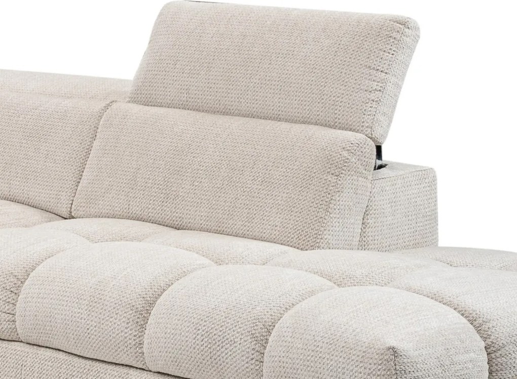 Rohová sedačka Fubu, šedo-krémová štruktúrovaná látka, pravý roh