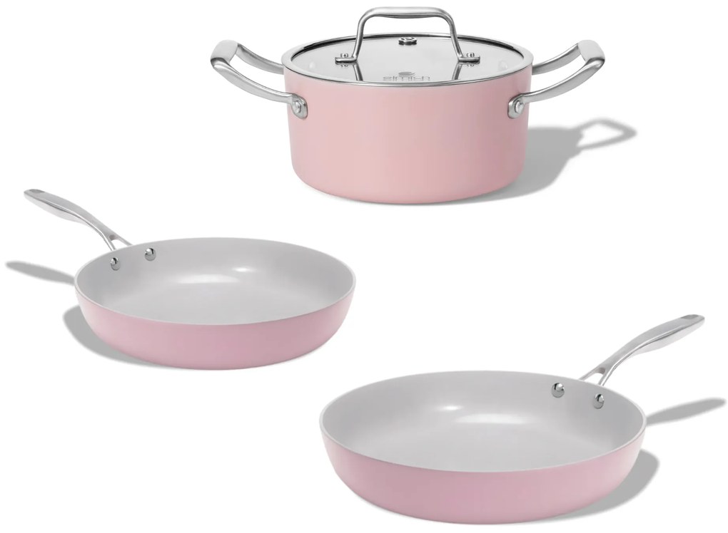 Elmich Sada keramického riadu Vital 3 ks, 2 panvice a 1 hrniec, ružová
