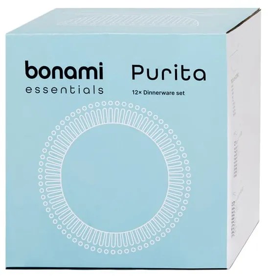 12-dielna súprava bieleho porcelánového riadu Bonami Essentials Purita