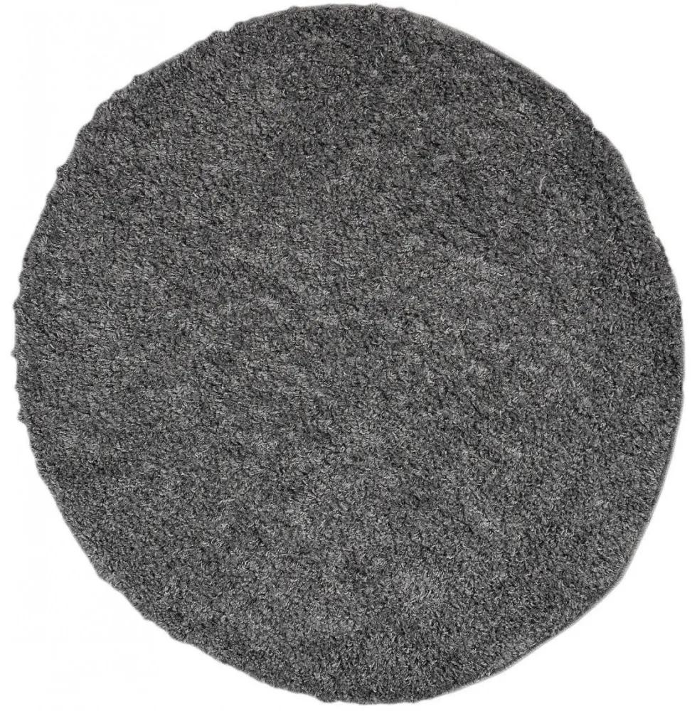 Kusový koberec Shaggy Soho šedý 2 kruh 100x100cm