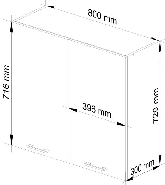Horná kuchynská skrinka OLIWIA W80 H720 biela / grafitová / sivá