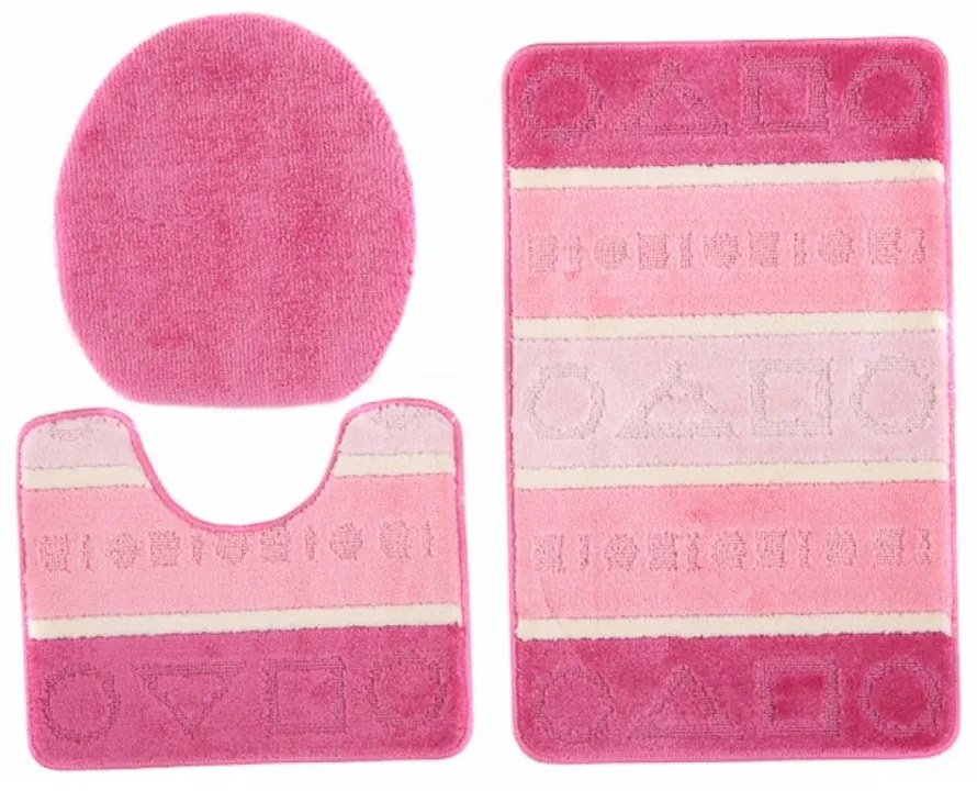 Kúpeľňové predložky Tvary ružové 3 ks, Velikosti 50x80cm