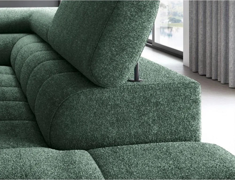 Zelená rozkladacia/s úložným priestorom rohová pohovka z textílie buklé (pravý roh/do L) Ferucce – ELTAP