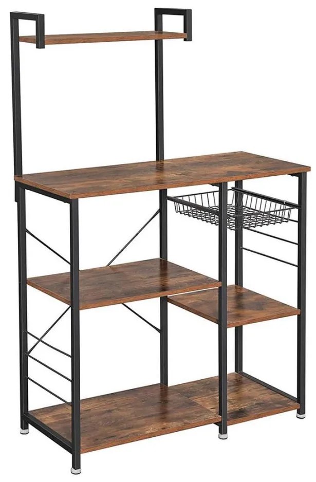 Policový regál do kuchyne MARGE hnedý/čierny