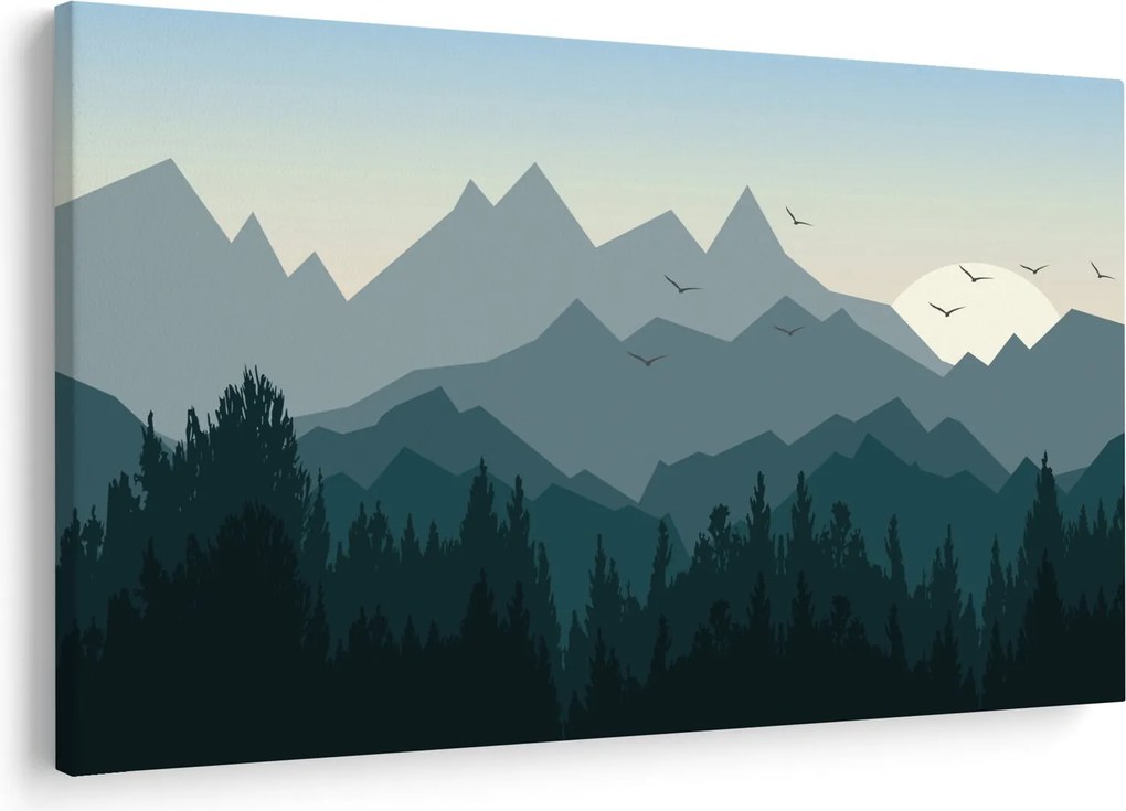 Obraz - Hory pohľadom grafika (90x60 cm)