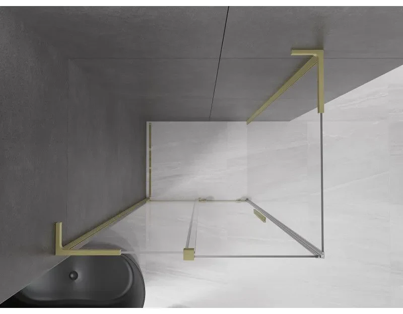 Mexen Velar L, sprchový kút s posuvnými dverami 110 x 85 cm, 8mm číre sklo, zlatá matná, 871-110-085-03-55