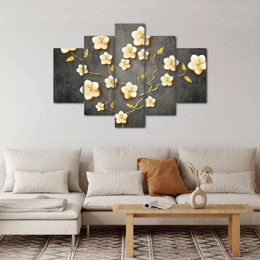 Obraz - Zlatý ker v čiernom pozadí (150x105 cm)