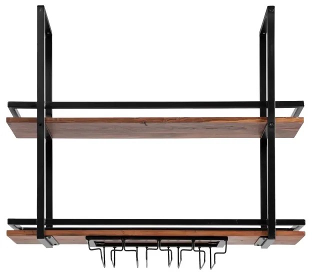 furniture-nabytek.cz - Masívna závesná polica Aro z kovu a dreva, lakovaná, hnedá – 100×25×80 cm