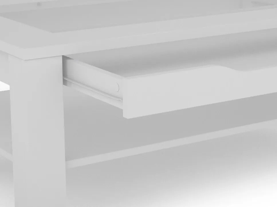 Konferenčný stolík so zásuvkou Roman, biely