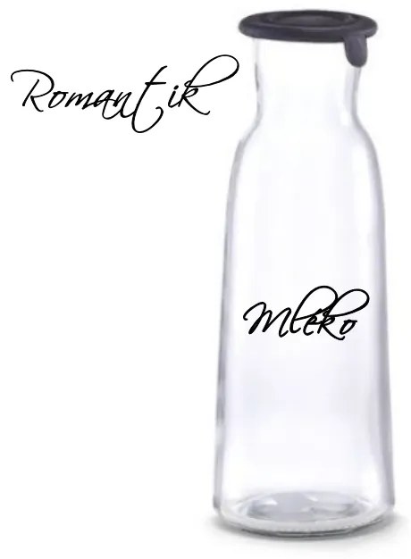 Zeller Present Sklenená fľaša na mlieko / olej / aviváž s čiernym silikónovým viečkom, 1 l