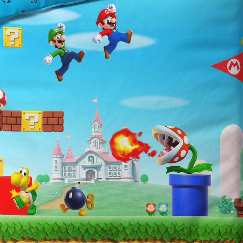 TipTrade Bavlnené obliečky 140x200 + 70x90 cm - Super Mario Bros