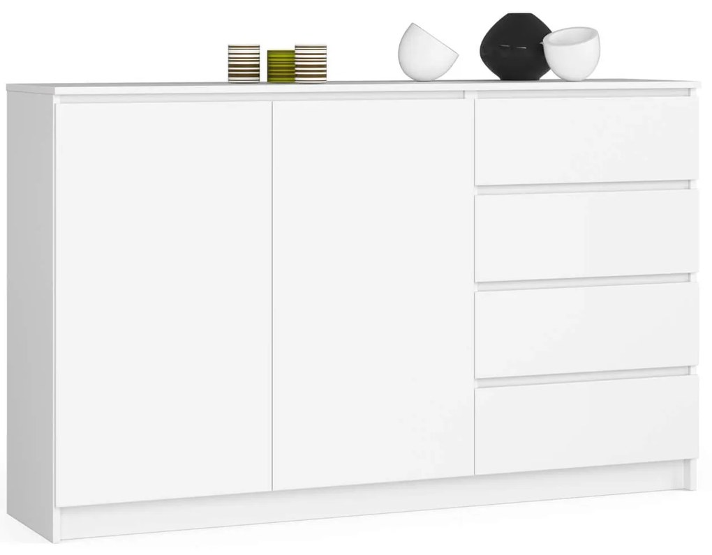 Komoda Kurtinaitis 2D 4SZ (biela). Akcia -21%. Vlastná spoľahlivá doprava až k Vám domov. 1117175