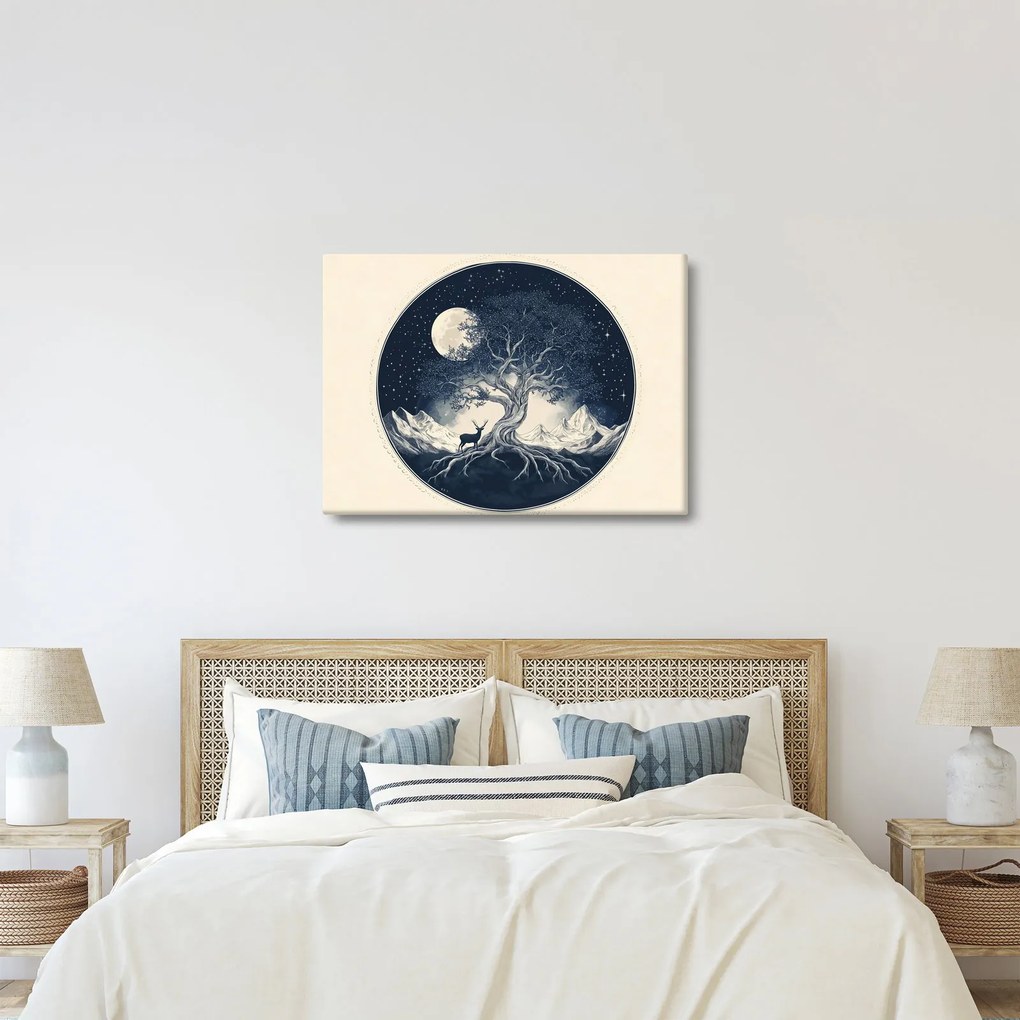 Obraz – Magický strom s jeleňom I. (70x50 cm)