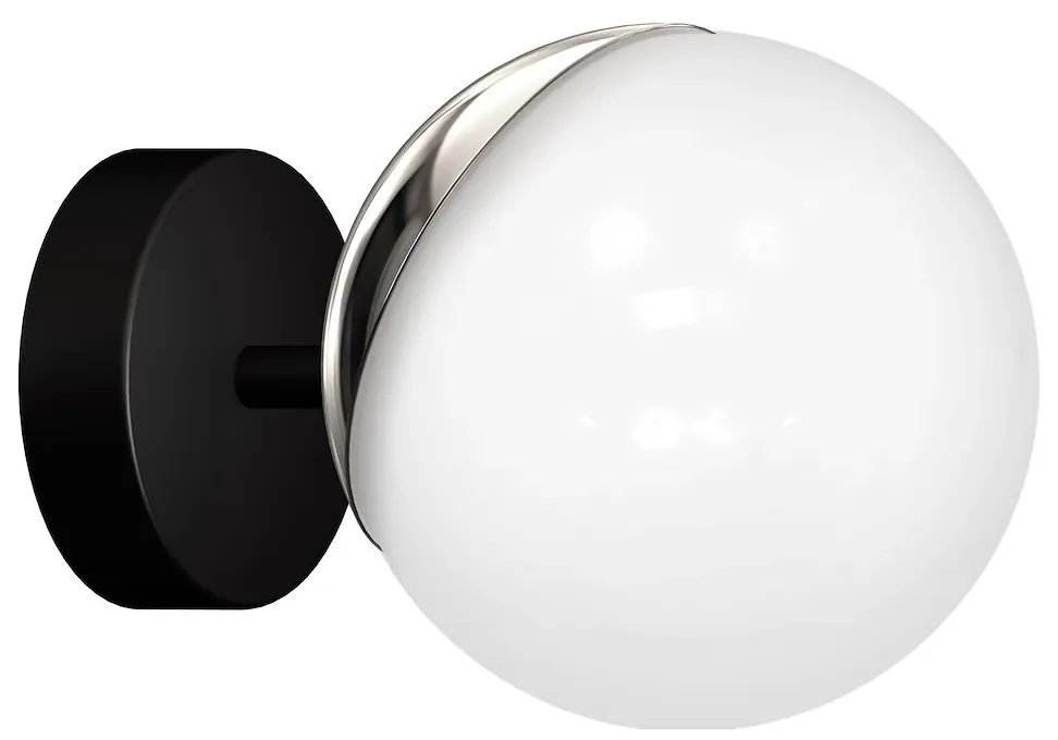 Nástenné svietidlo Sfera, 1x biele sklenené tienidlo, b/ch