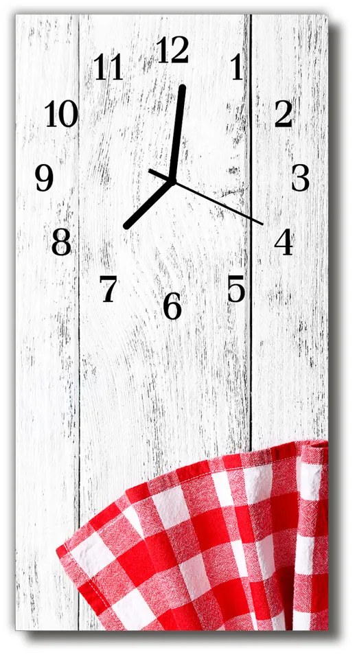 Sklenené hodiny vertikálne Art drevené červené kuchyne 30x60 cm