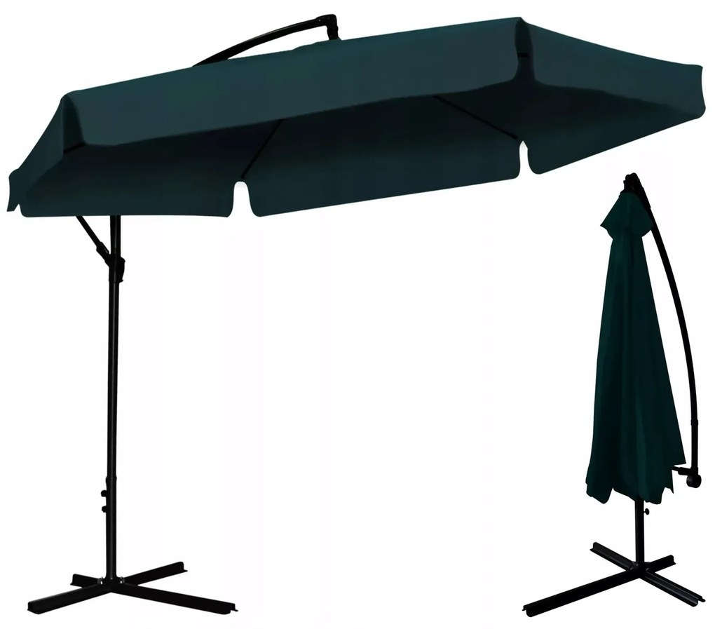 Záhradný slnečník s ochranným obalom BANANA 300 cm zelený