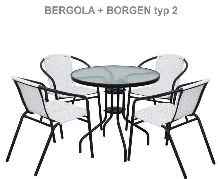 Záhradná stolička, biela/čierna, BERGOLA
