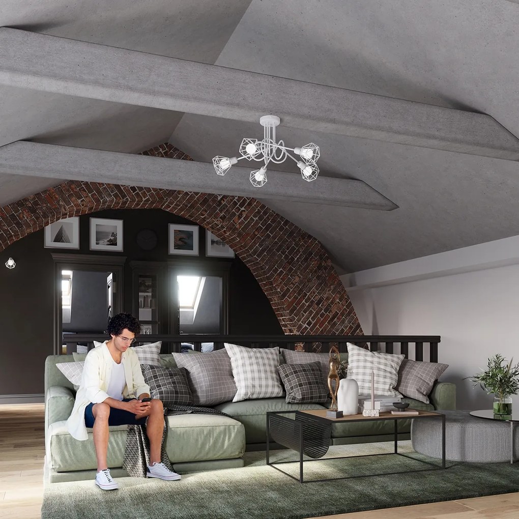 Bodové svietidlo Artemis, 3x biele drôtené tienidlo, (môžnosť polohovania)