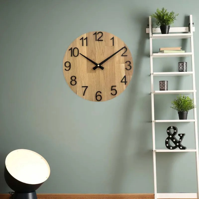 Elegantné nástenné hodiny z masívneho dubu I SENTOP MAS016-OSMO-3071-heads-black