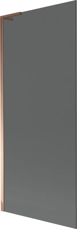 Mexen Next L, 1-krídlová vaňová zástena 80 x 150 cm, 6mm šedé sklo, ružové zlato profil, 895-080-000-03-40-60
