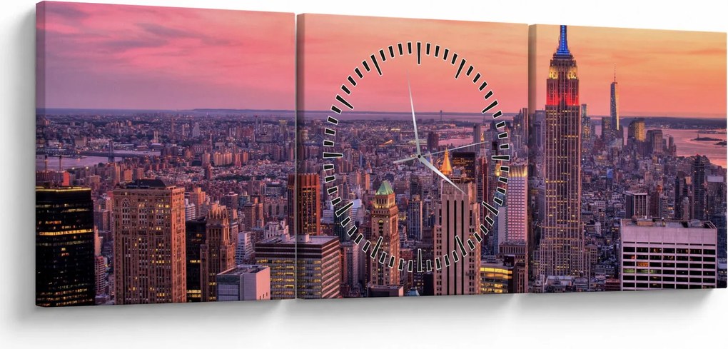 Obraz - New York (s hodinami) (90x30 cm)