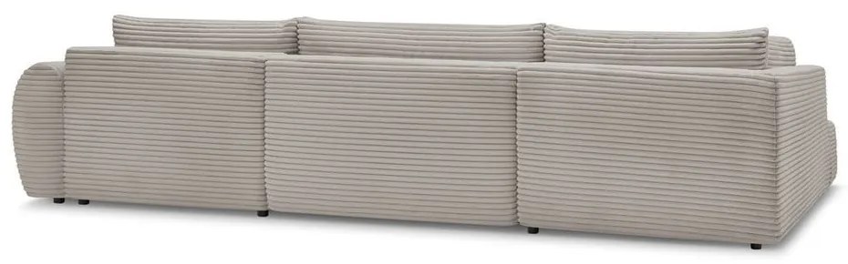 Svetlosivá/béžová menčestrová rozkladacia/s úložným priestorom rohová pohovka (ľavý roh/do tvaru "U") Lucien – Bobochic Paris