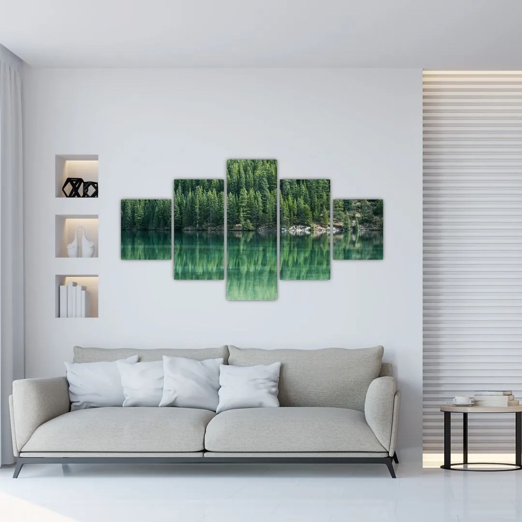 Obraz - Ihličnany pri jazere (125x70 cm), 40 ďalších rozmerov