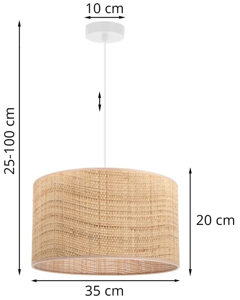 Závesné svietidlo Rattan, 1x ratanové tienidlo, (fi 35cm), w