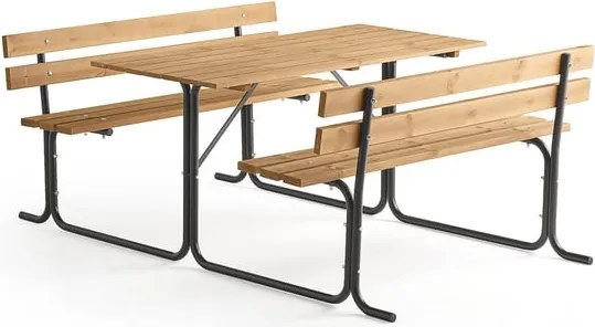 Záhradný stôl s lavičkou PARK PINE, 1500 mm, hnedá