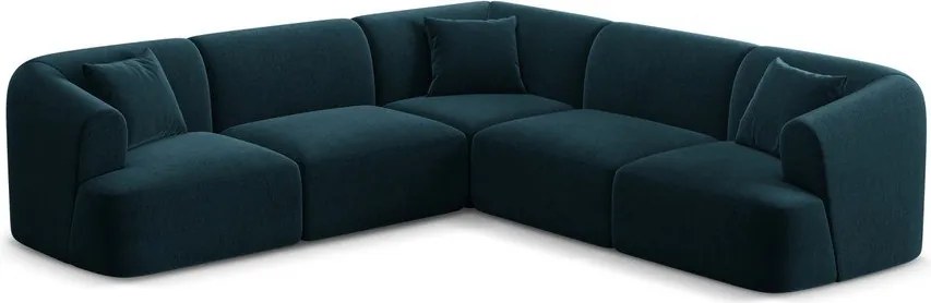 Zamatová rohová pohovka v petrolejovej farbe Campi – Cosmopolitan Design