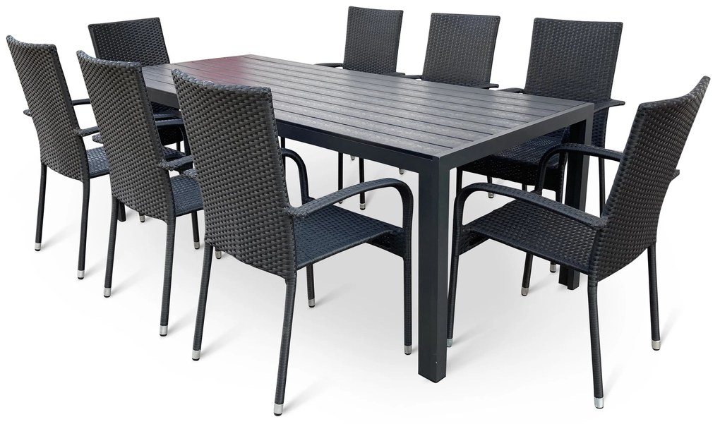 Záhradný jedálenský set Viking XL + 8x ratanová stolička Paris