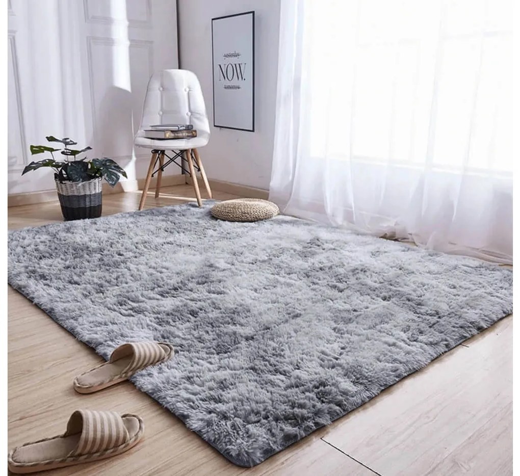 TZ Sivý obdĺžnikový shaggy koberec Ombre Rozmer: 250x350 cm